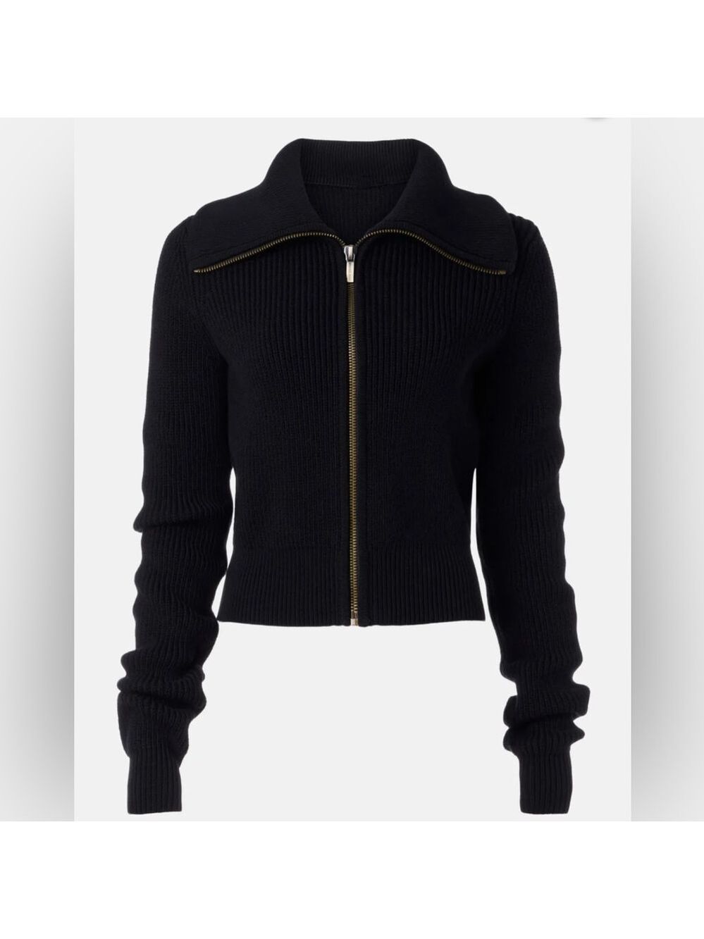 Michael Kors Black Collared Zip Up Cardigan